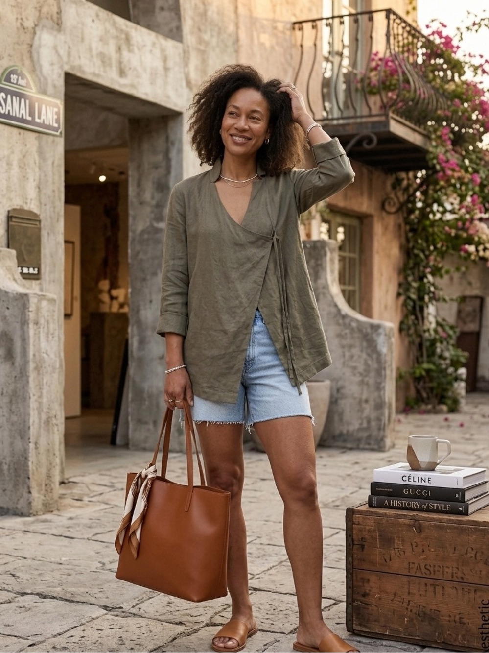 Moyuru Linen Wrap Style  Lightweight Draped Open-Front Jacket in Olive Gray